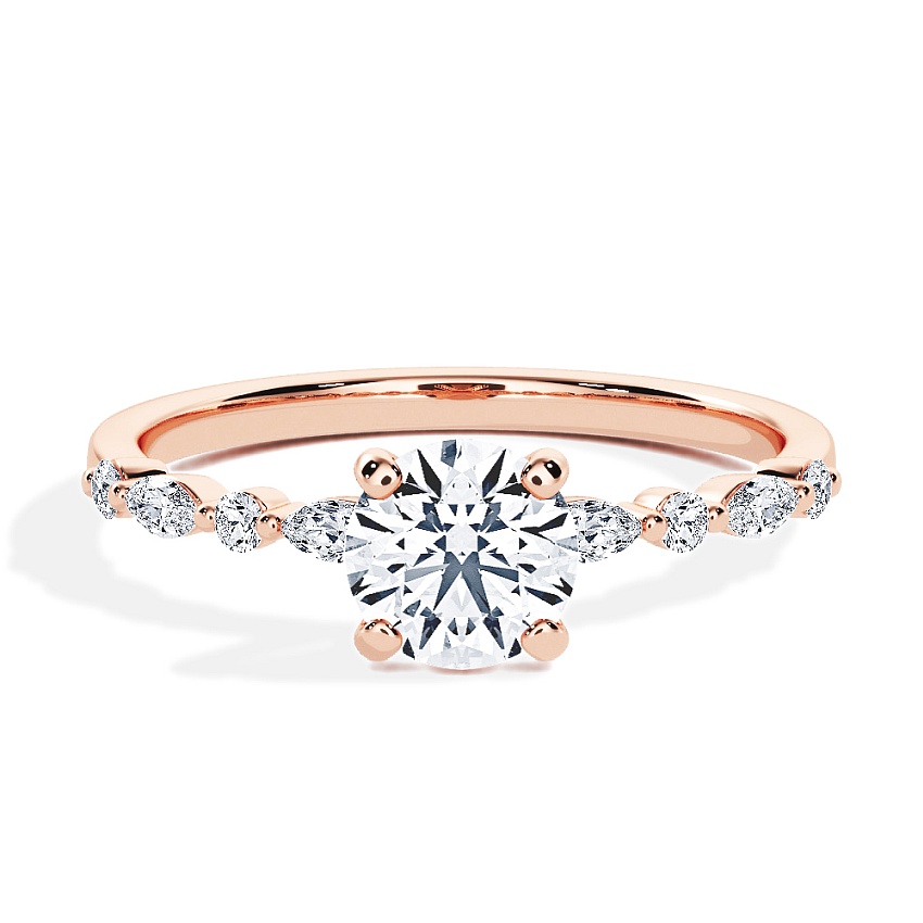 Anillo de compromiso Oro rosa 9kt - 0.54 kt Diamantes - Modelo N°3018 Brillante, Piedra lateral